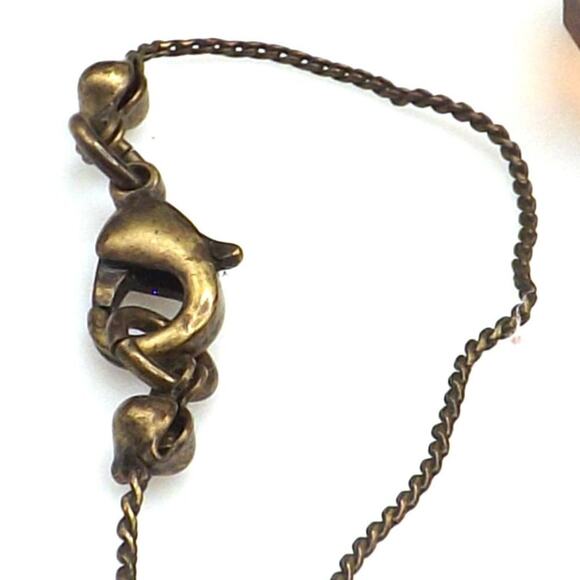 Brown Topaz Long Lucite Art Bead Necklace, 60" Length, Metal Chain - Picture 12 of 13